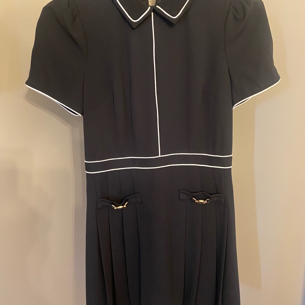 NWT Karl Lagerfeld Chic Black Dress with White and Gold Accents